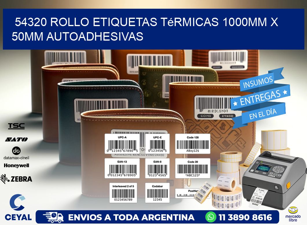 54320 Rollo Etiquetas Térmicas 1000mm X 50mm Autoadhesivas