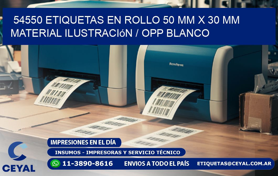 54550 Etiquetas en rollo 50 mm x 30 mm material Ilustración / OPP Blanco