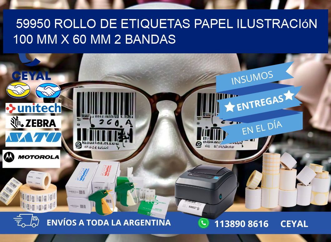 59950 Rollo de Etiquetas Papel Ilustración 100 mm x 60 mm 2 Bandas
