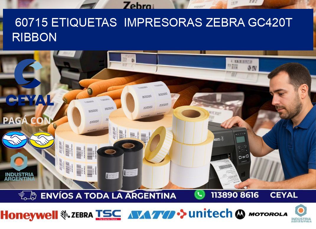 60715 etiquetas  impresoras zebra gc420t ribbon