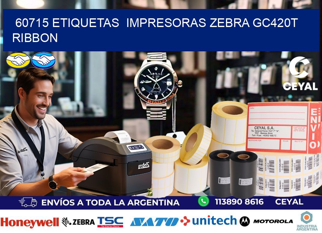60715 etiquetas  impresoras zebra gc420t ribbon