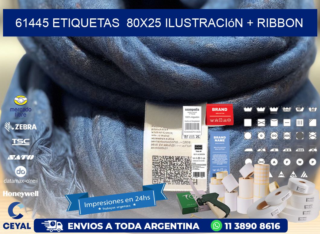 61445 etiquetas  80x25 ilustración + ribbon