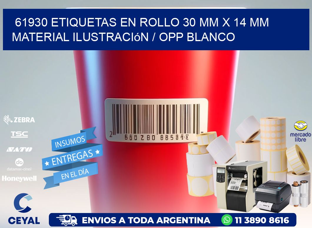 61930 Etiquetas en rollo 30 mm x 14 mm material Ilustración / OPP Blanco