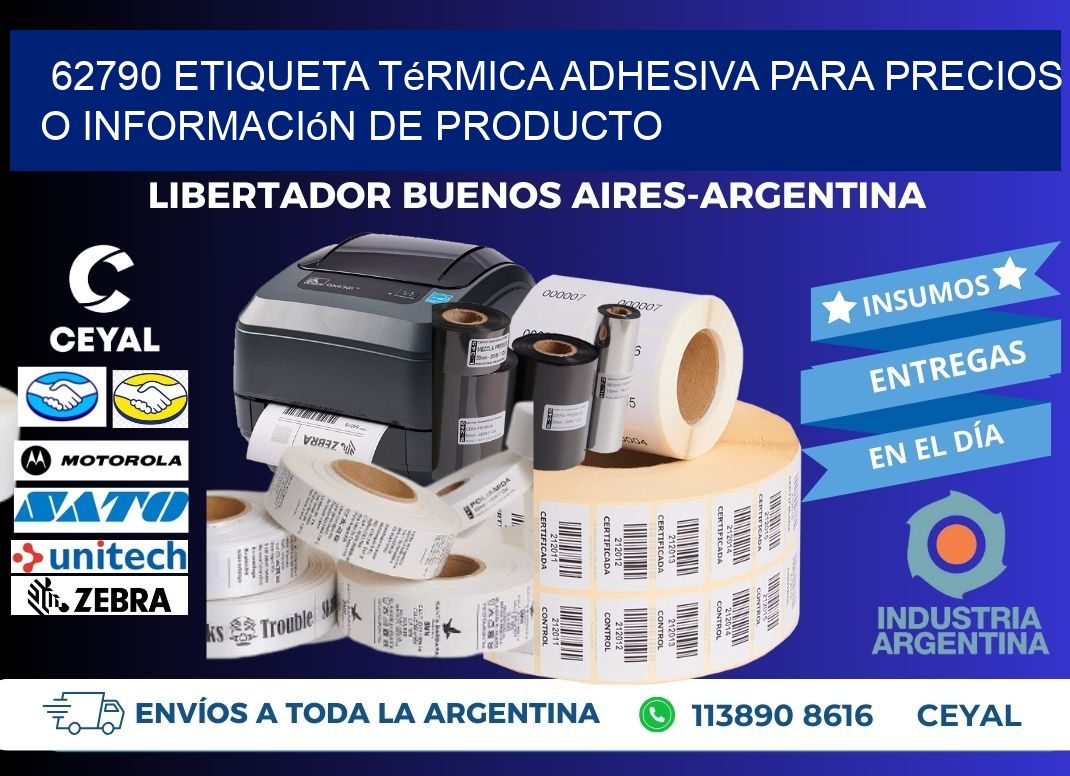 62790 Etiqueta térmica adhesiva para precios o información de producto
