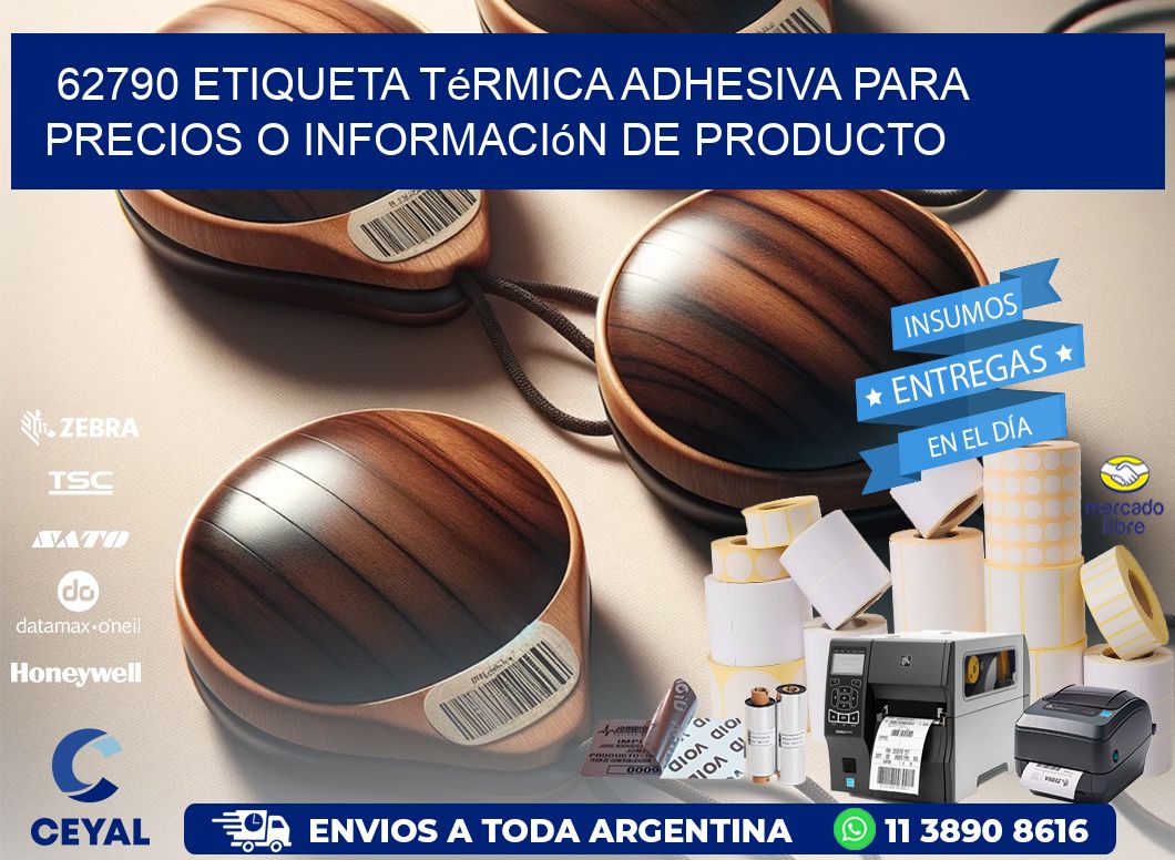 62790 Etiqueta térmica adhesiva para precios o información de producto