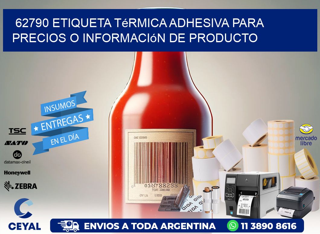 62790 Etiqueta térmica adhesiva para precios o información de producto