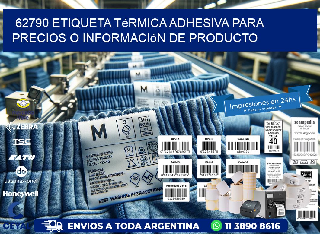 62790 Etiqueta térmica adhesiva para precios o información de producto