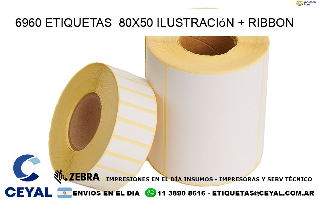 6960 etiquetas  80×50 ilustración + ribbon