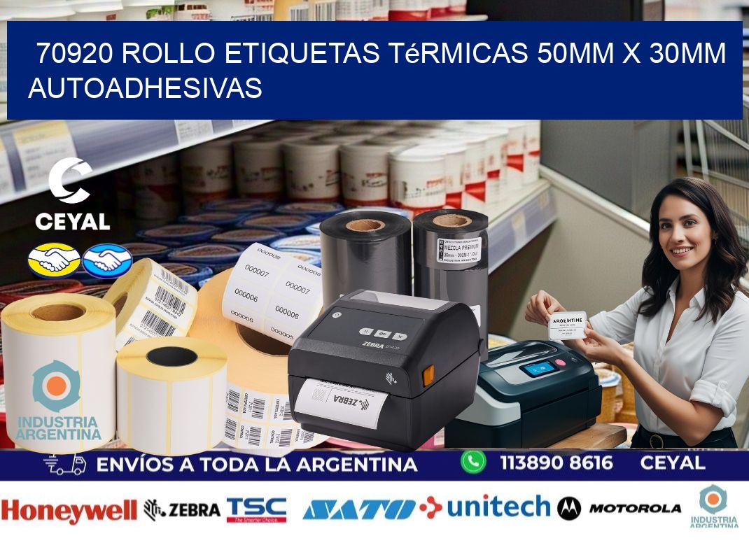 70920 Rollo Etiquetas Térmicas 50mm X 30mm Autoadhesivas