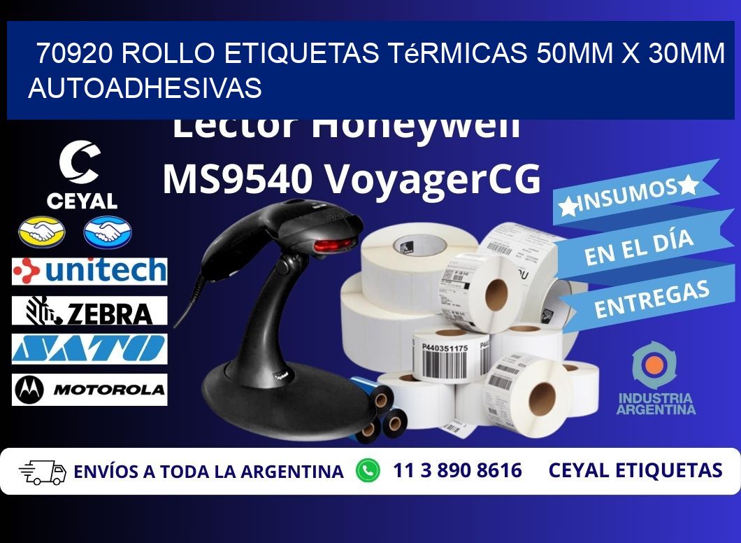 70920 Rollo Etiquetas Térmicas 50mm X 30mm Autoadhesivas