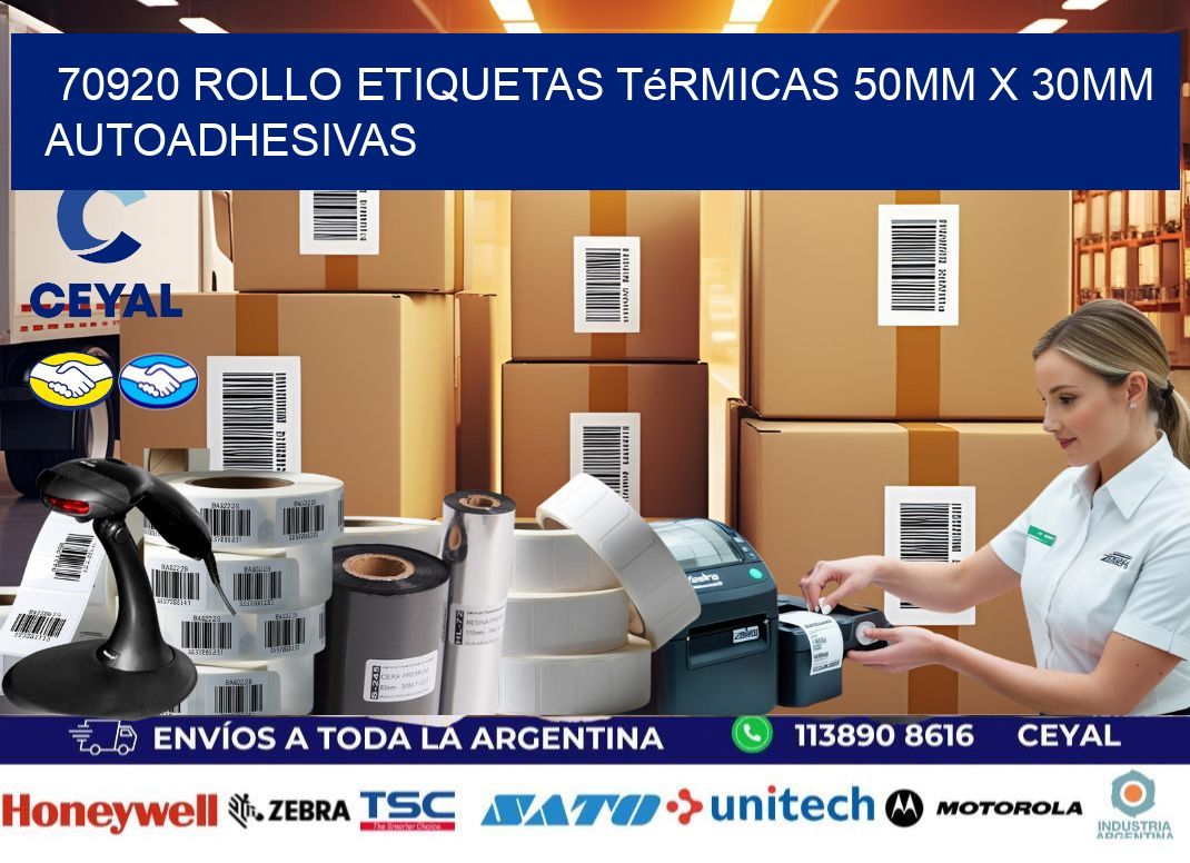 70920 Rollo Etiquetas Térmicas 50mm X 30mm Autoadhesivas