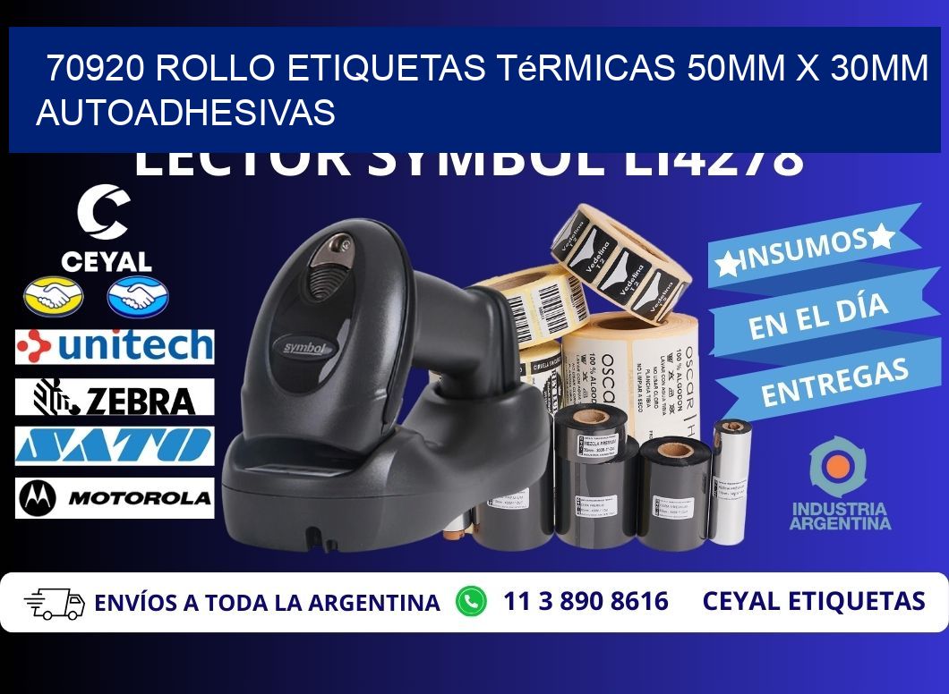 70920 Rollo Etiquetas Térmicas 50mm X 30mm Autoadhesivas