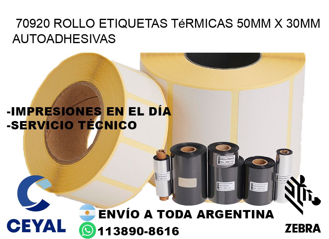 70920 Rollo Etiquetas Térmicas 50mm X 30mm Autoadhesivas