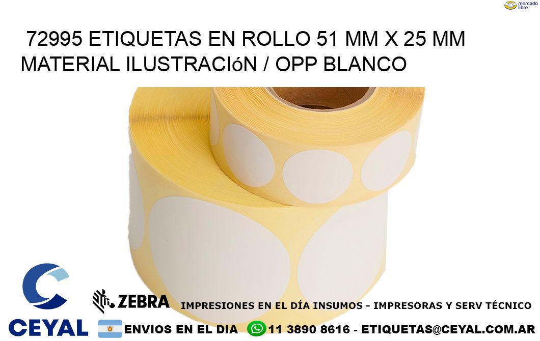 72995 Etiquetas en rollo 51 mm x 25 mm material Ilustración / OPP Blanco