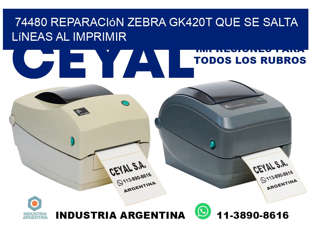 74480 reparación zebra gk420t que se salta líneas al imprimir