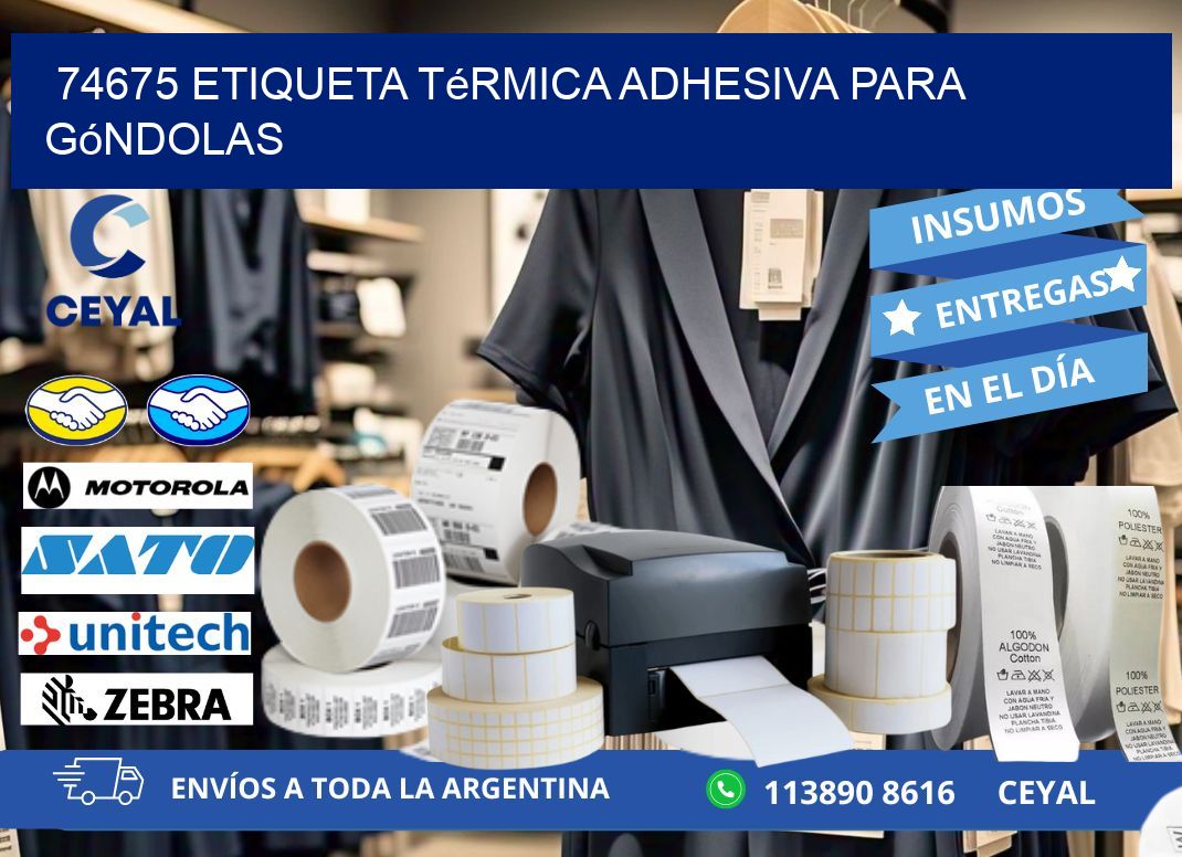 74675 Etiqueta térmica adhesiva para góndolas
