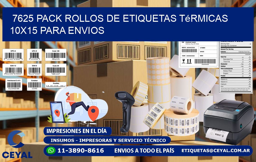 7625 pack rollos de etiquetas térmicas 10x15 para Envios