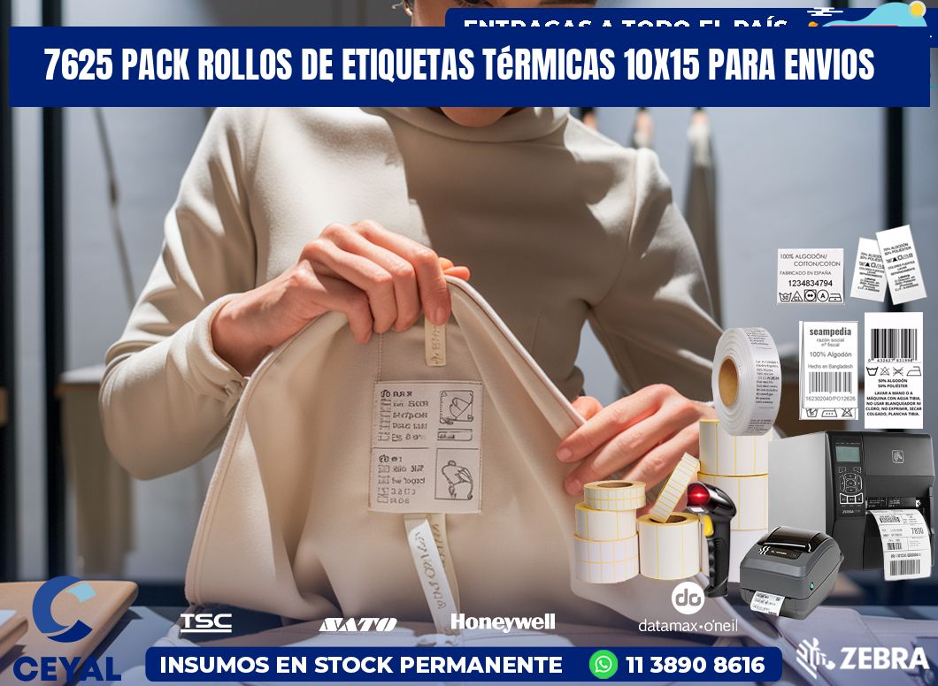 7625 pack rollos de etiquetas térmicas 10×15 para Envios