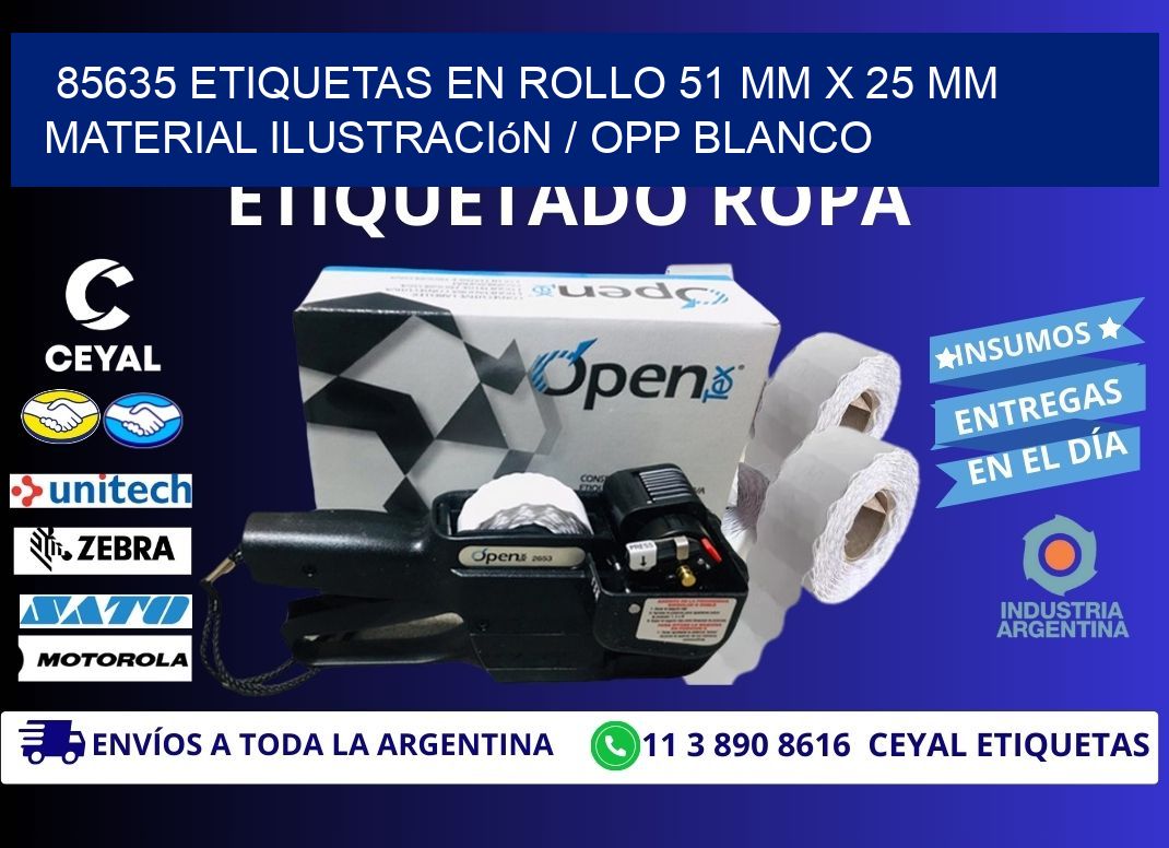 85635 Etiquetas en rollo 51 mm x 25 mm material Ilustración / OPP Blanco