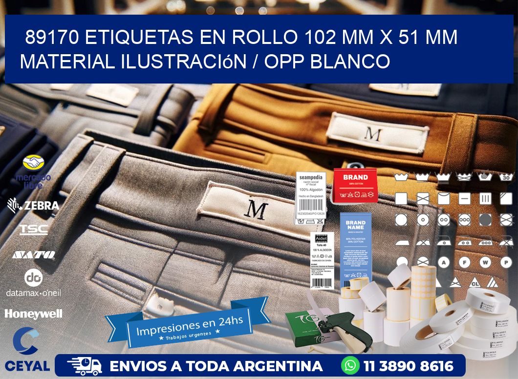 89170 Etiquetas en rollo 102 mm x 51 mm material Ilustración / OPP Blanco