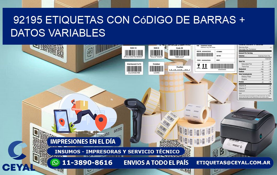 92195 etiquetas con código de barras + datos variables