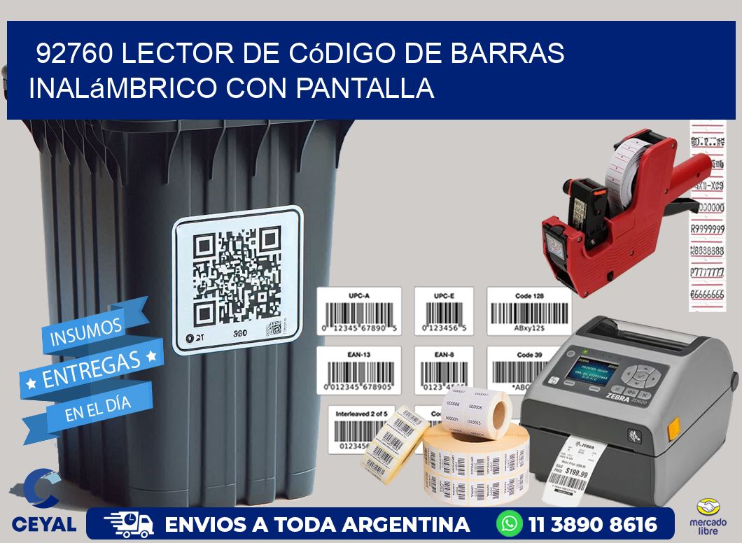 92760 Lector de código de barras inalámbrico con Pantalla