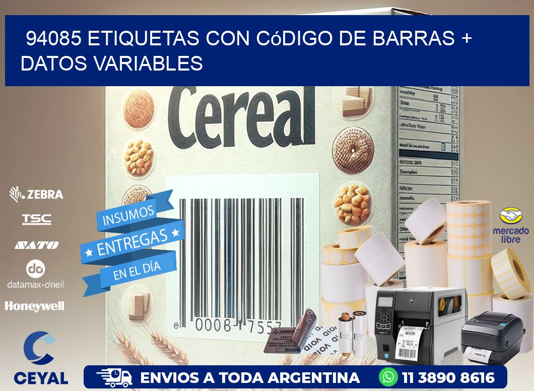 94085 etiquetas con código de barras + datos variables