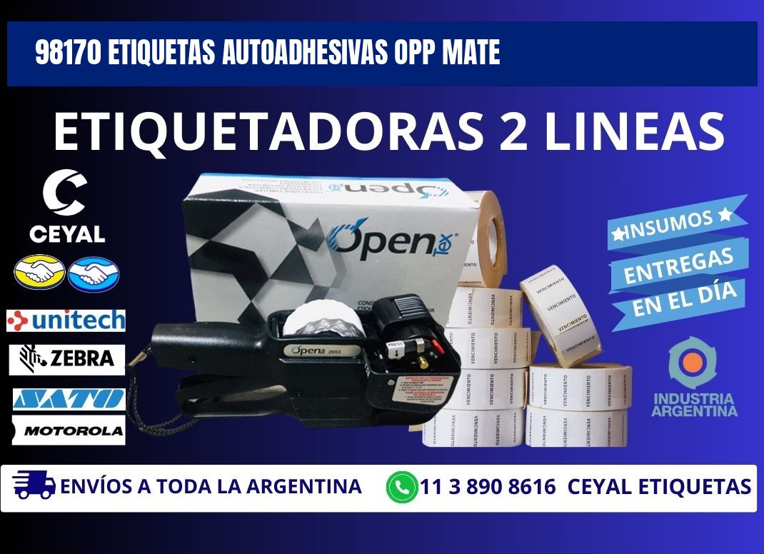 98170 etiquetas autoadhesivas Opp Mate