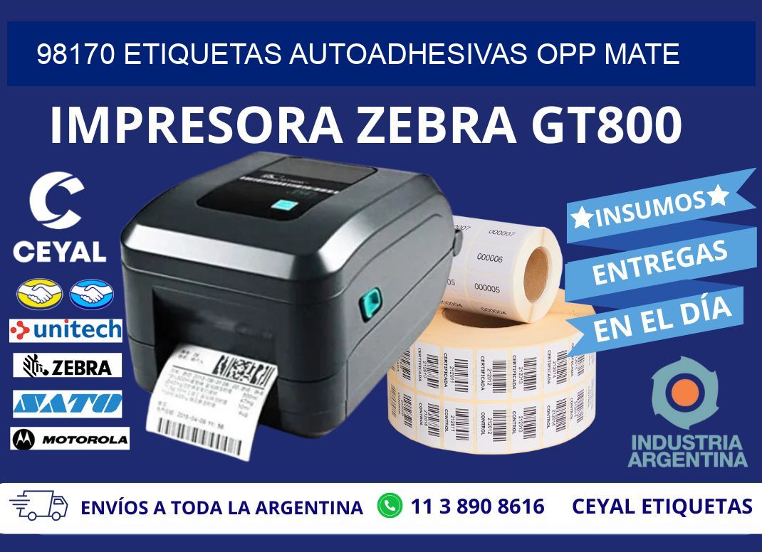 98170 etiquetas autoadhesivas Opp Mate