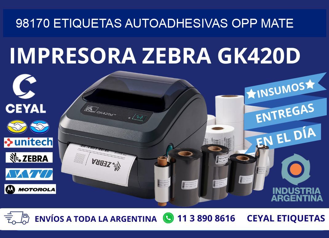 98170 etiquetas autoadhesivas Opp Mate