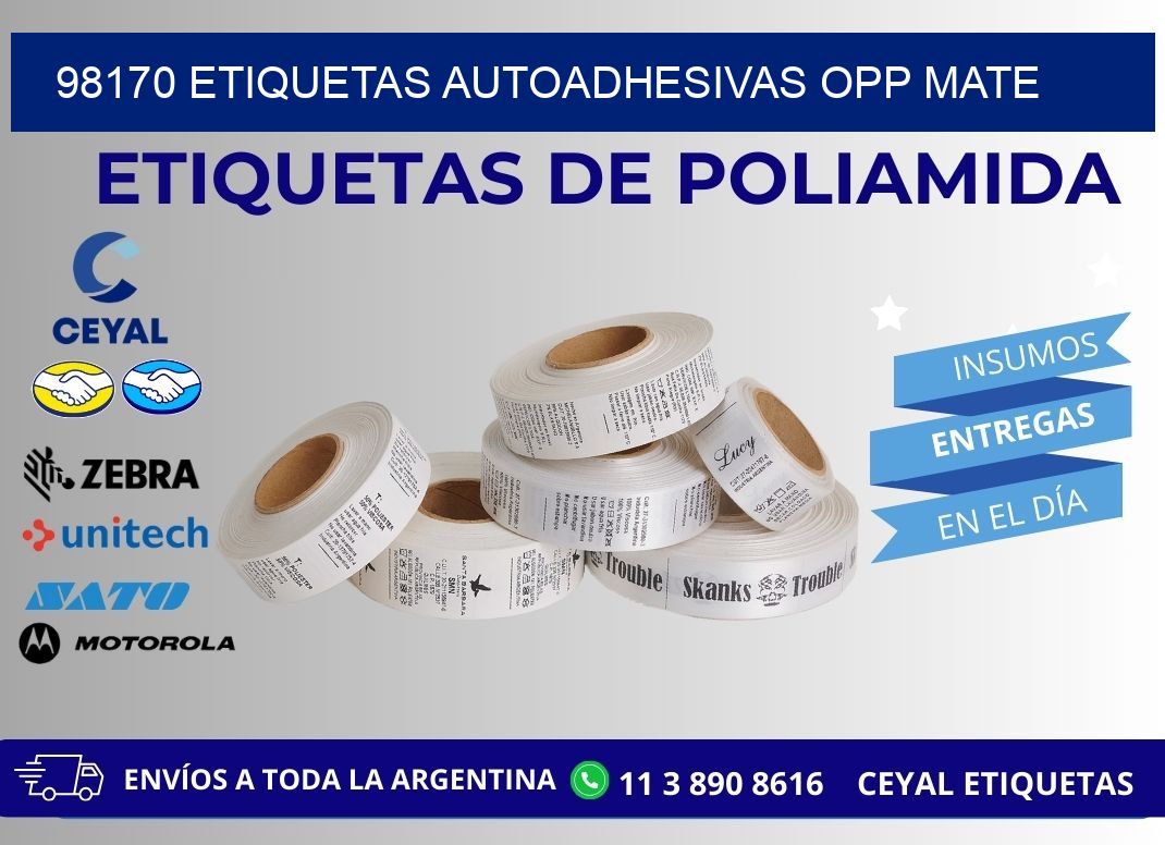 98170 etiquetas autoadhesivas Opp Mate