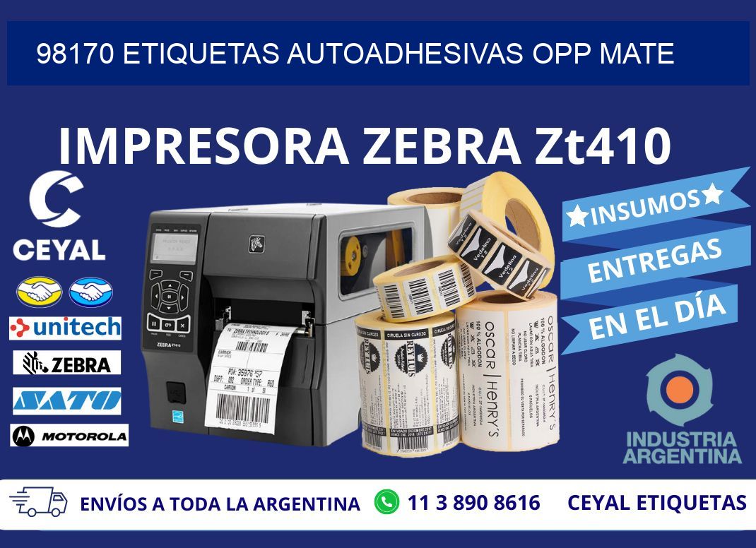 98170 etiquetas autoadhesivas Opp Mate