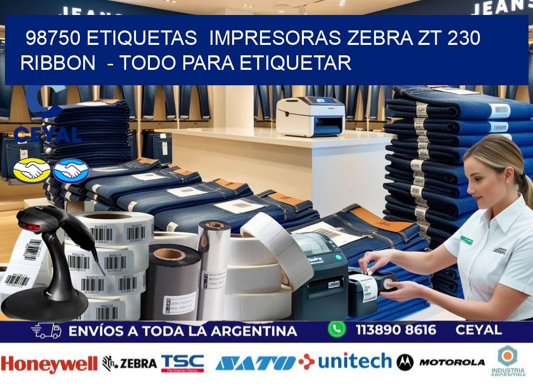 98750 etiquetas  impresoras zebra zt 230 ribbon  - Todo para Etiquetar