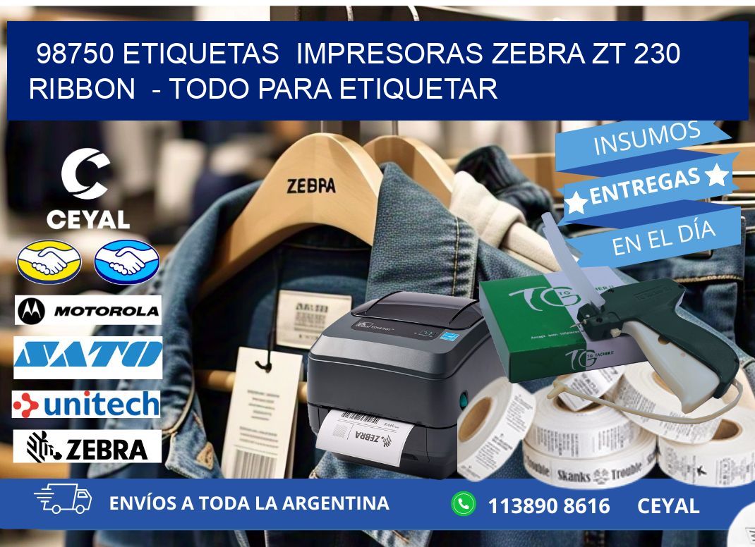 98750 etiquetas  impresoras zebra zt 230 ribbon  - Todo para Etiquetar