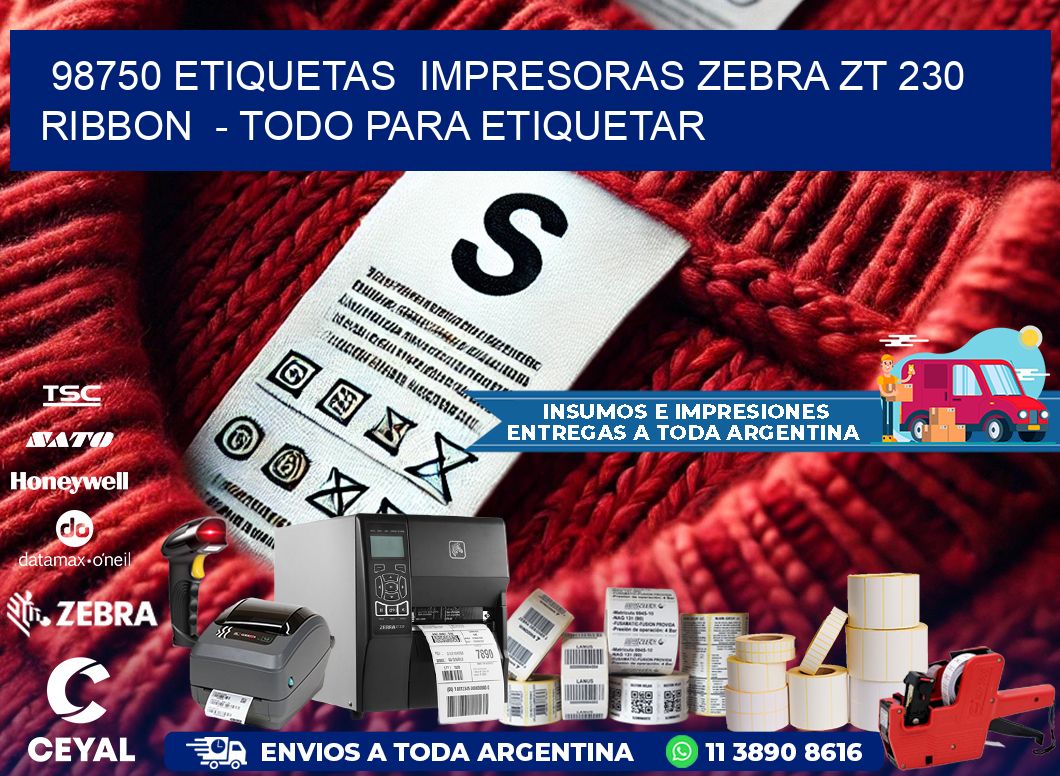 98750 etiquetas  impresoras zebra zt 230 ribbon  - Todo para Etiquetar