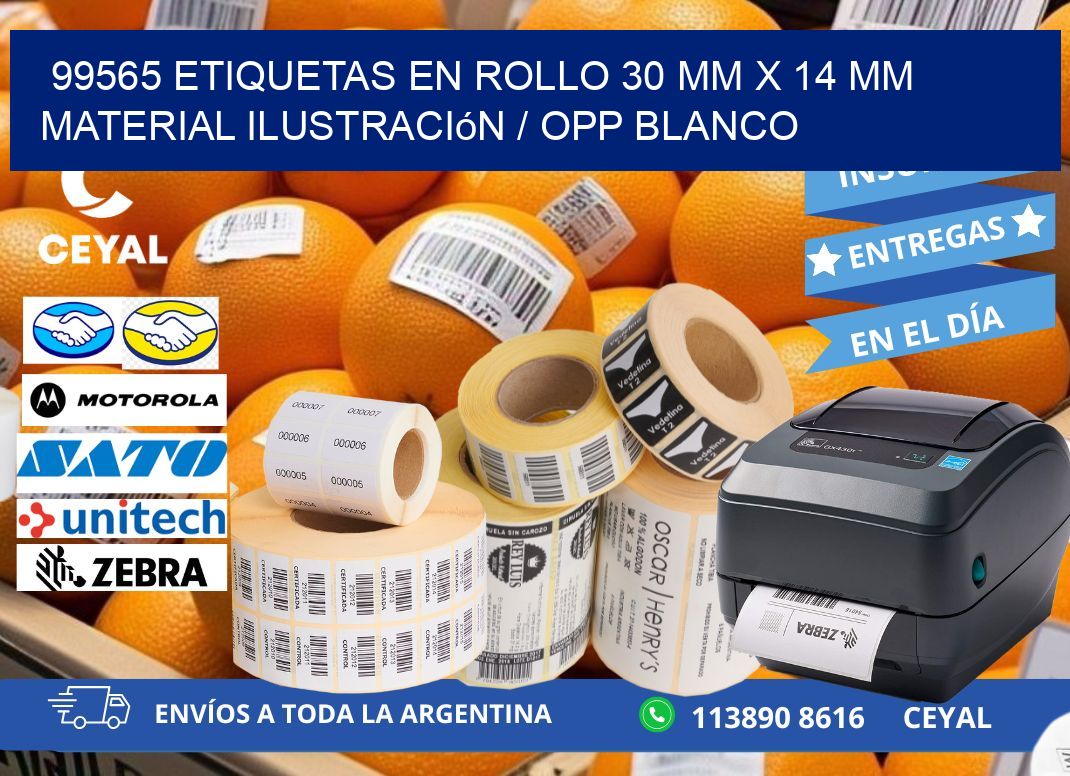 99565 Etiquetas en rollo 30 mm x 14 mm material Ilustración / OPP Blanco