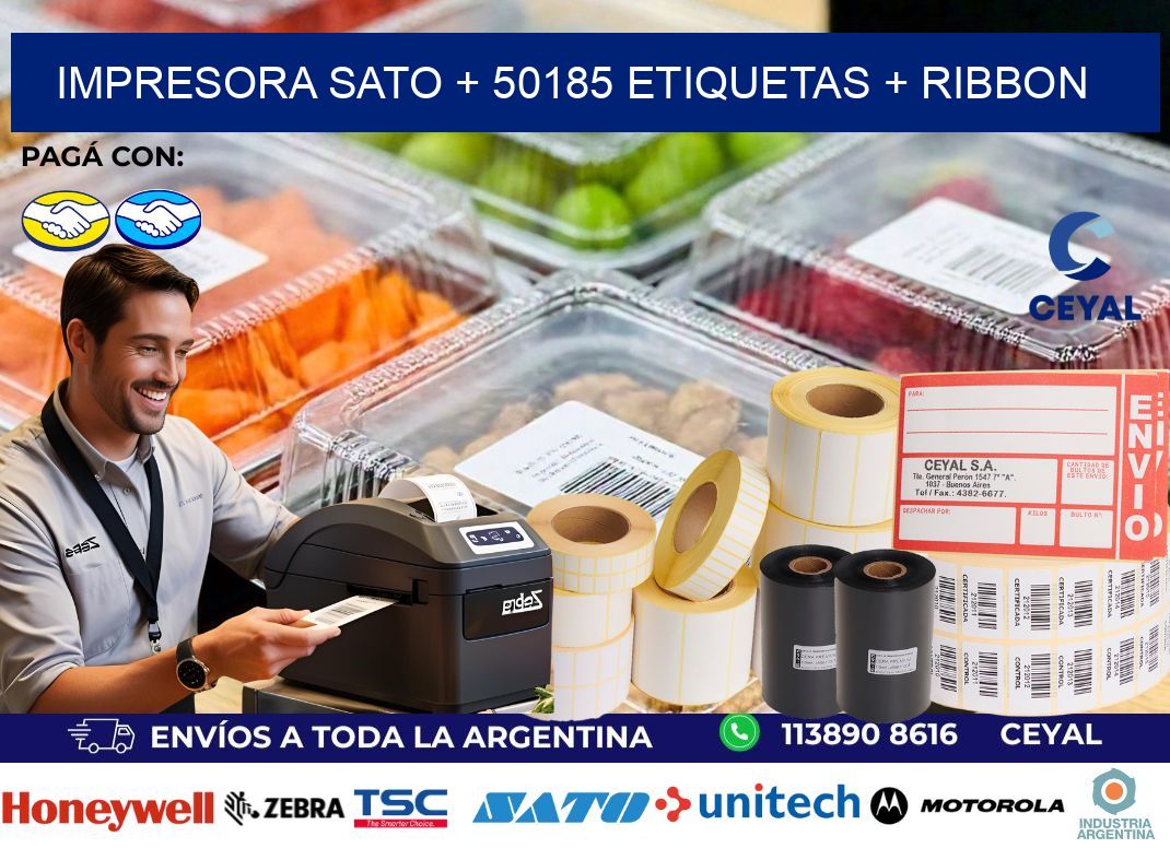 impresora SATO + 50185 etiquetas + ribbon