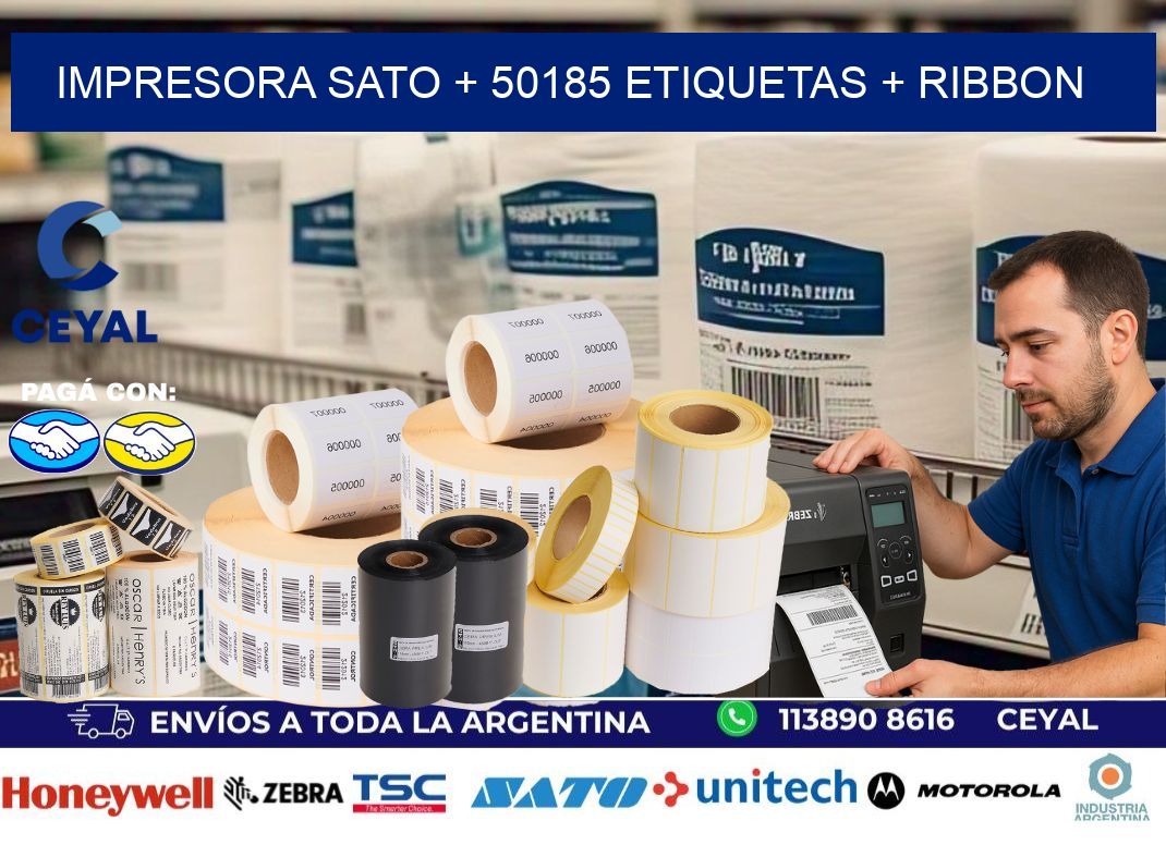impresora SATO + 50185 etiquetas + ribbon