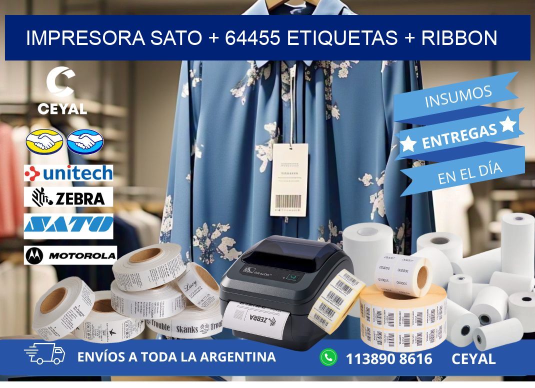 impresora SATO + 64455 etiquetas + ribbon