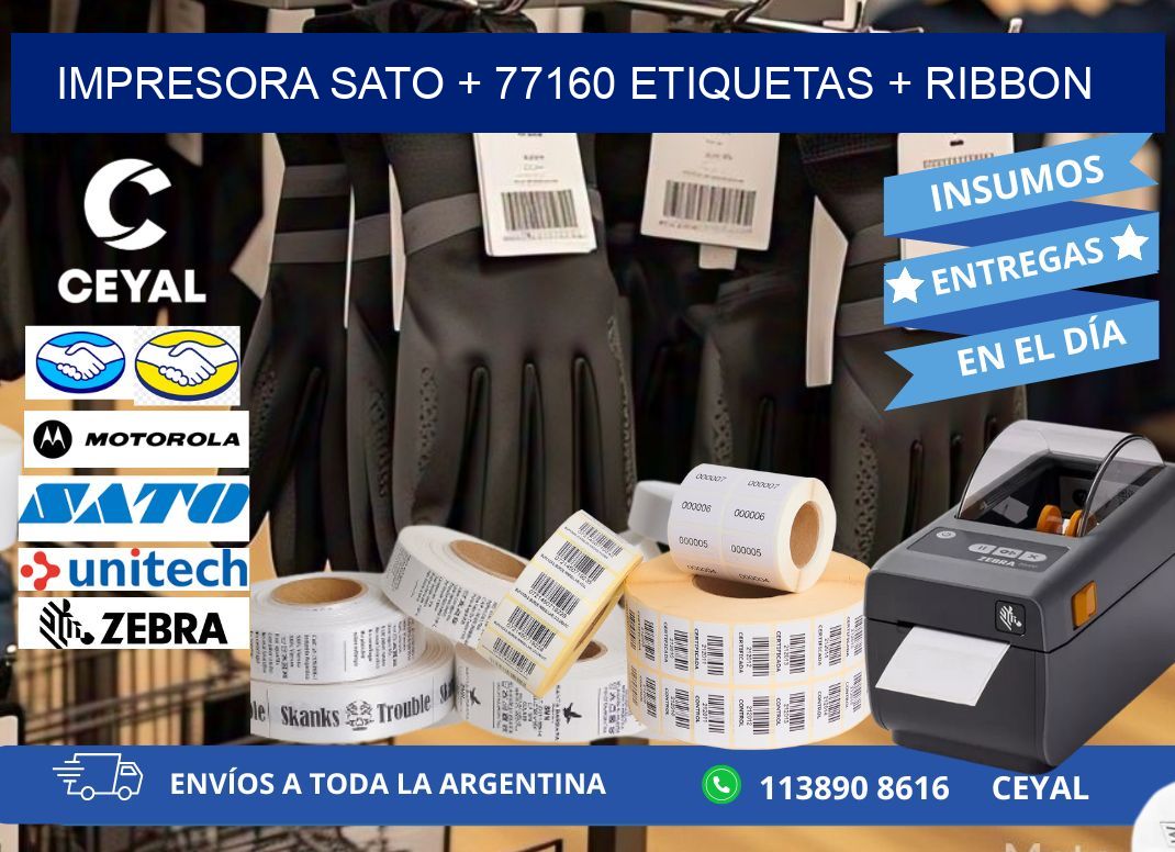 impresora SATO + 77160 etiquetas + ribbon