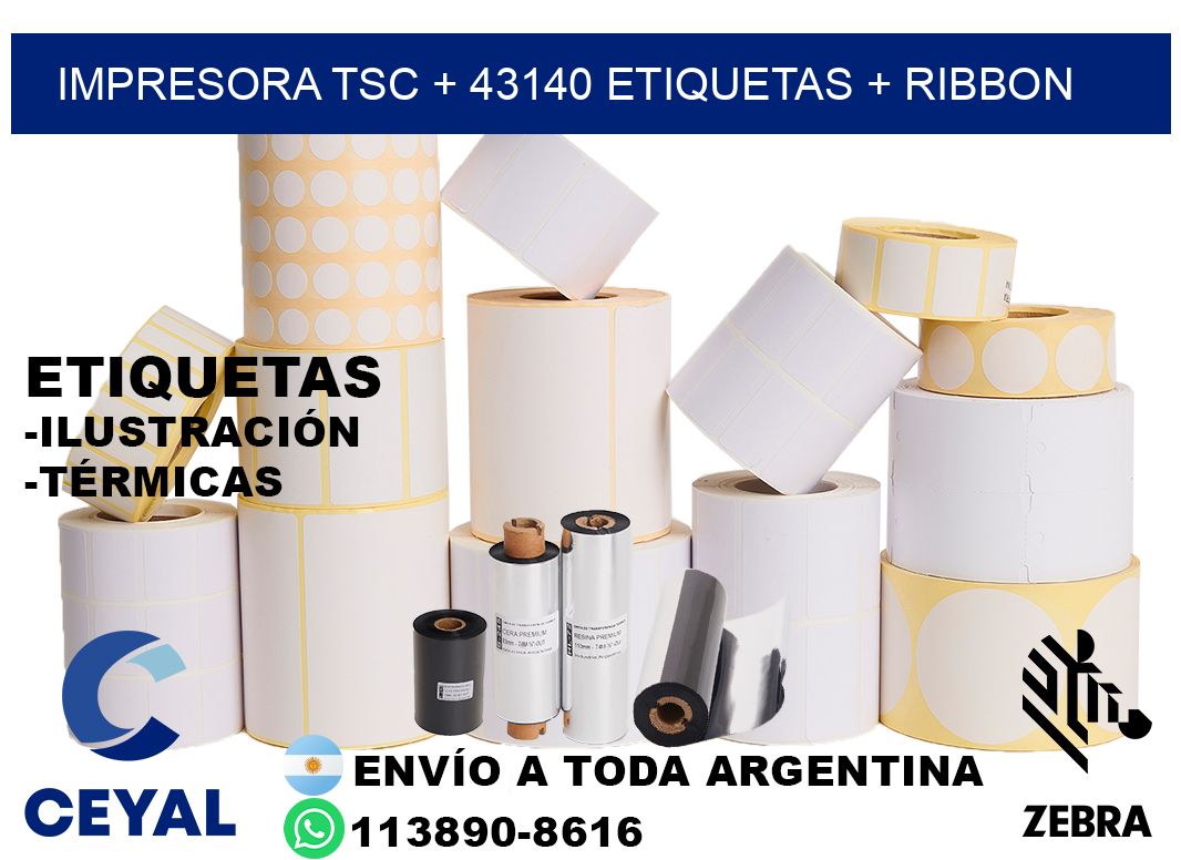 impresora TSC + 43140 etiquetas + ribbon