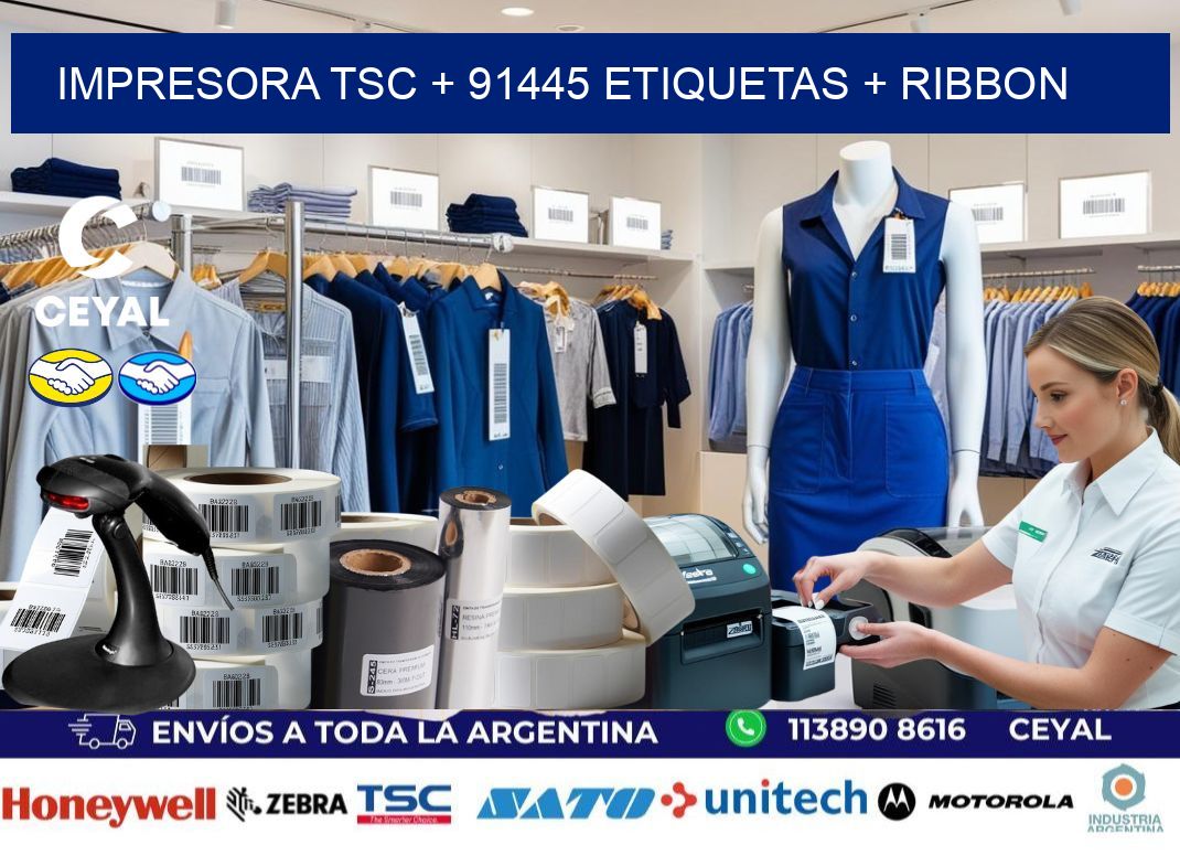 impresora TSC + 91445 etiquetas + ribbon