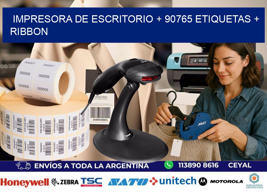 impresora de escritorio + 90765 etiquetas + ribbon