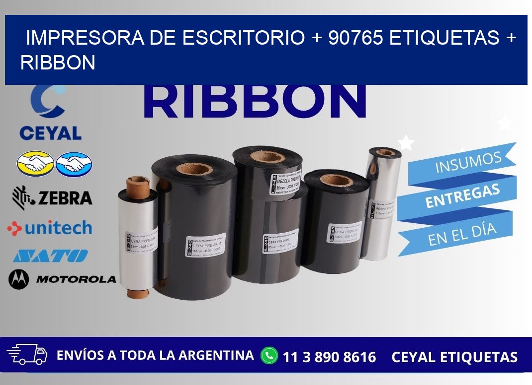 impresora de escritorio + 90765 etiquetas + ribbon