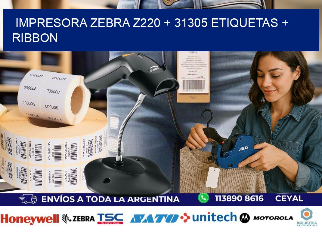impresora zebra z220 + 31305 etiquetas + ribbon