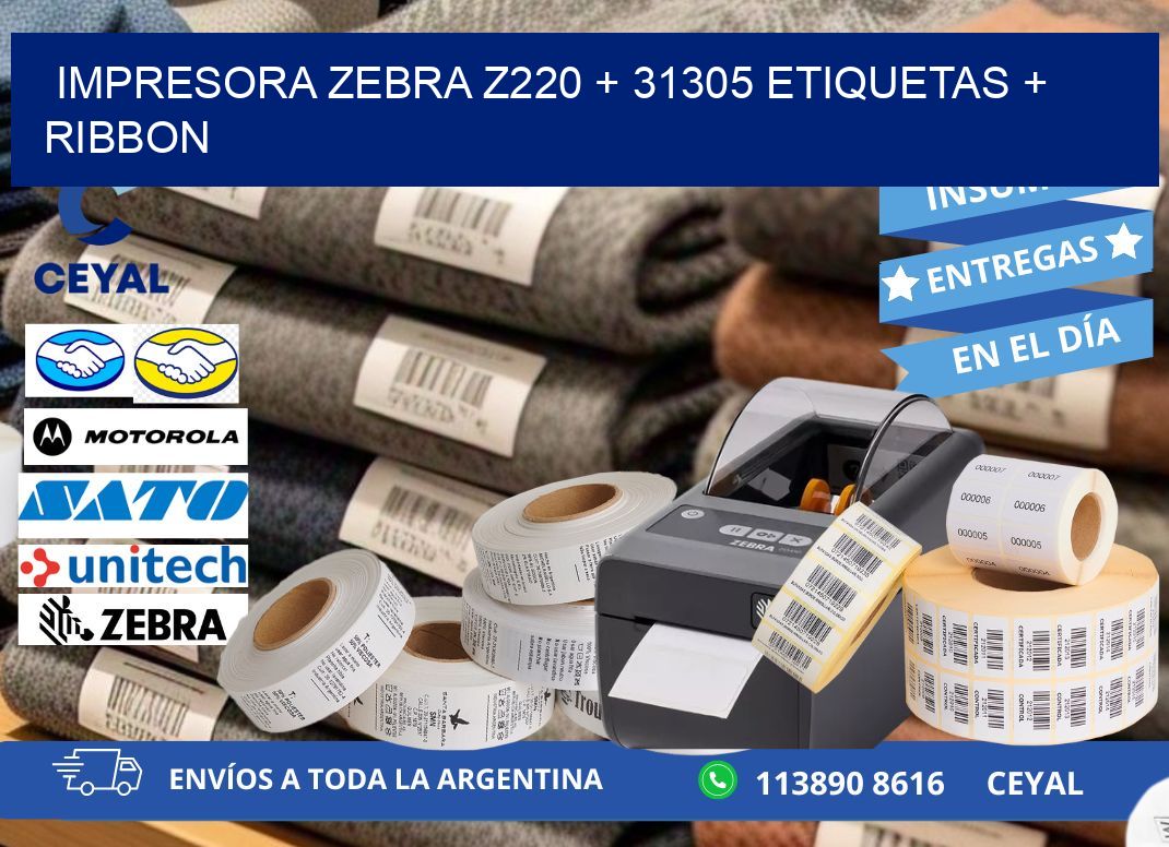 impresora zebra z220 + 31305 etiquetas + ribbon