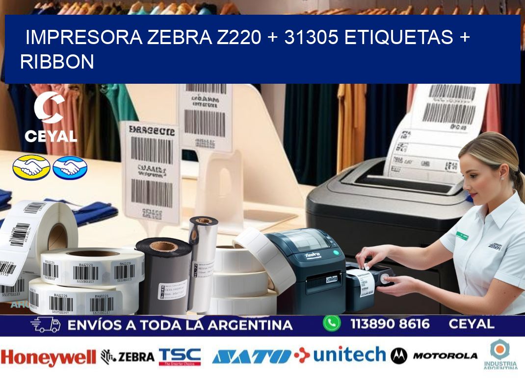 impresora zebra z220 + 31305 etiquetas + ribbon