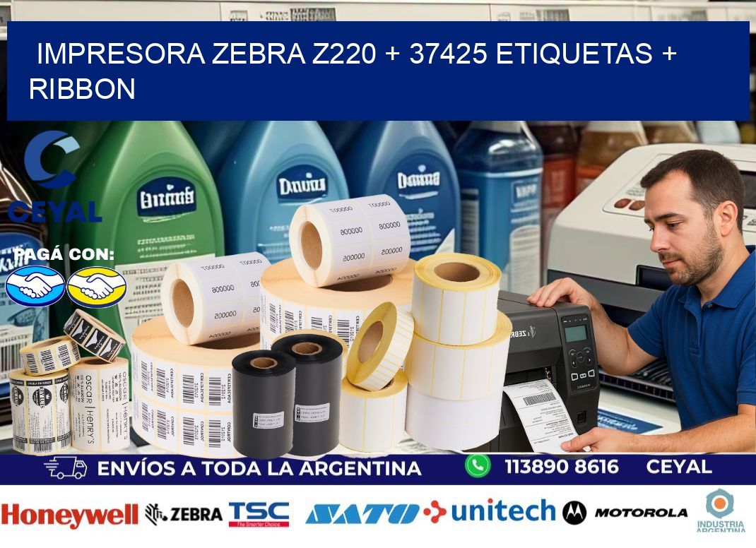impresora zebra z220 + 37425 etiquetas + ribbon