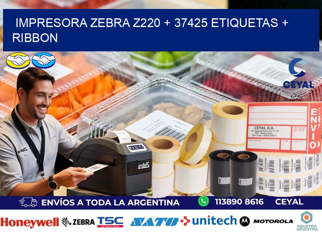 impresora zebra z220 + 37425 etiquetas + ribbon