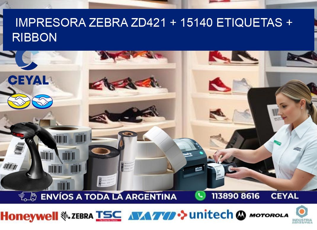 impresora zebra zd421 + 15140 etiquetas + ribbon